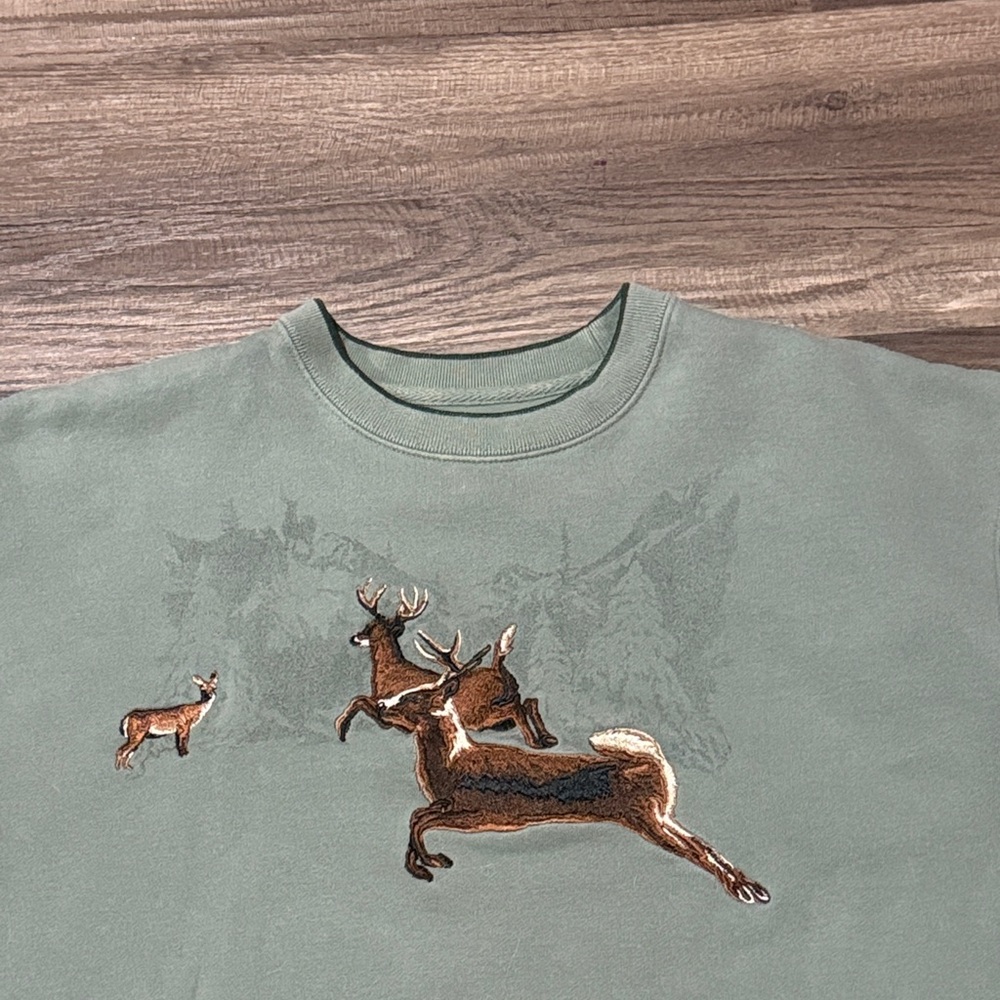 Vintage Croft & Barrow Embroidered Deer Crewneck Sweatshirt - Picture 3 of 5